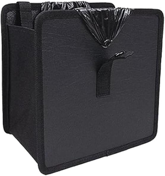 1 basurero colgante para automóvil, 8.6 x 8.6 x 5.7 pulgadas, caja de almacenamiento impermeable para asiento trasero, consola central de asiento