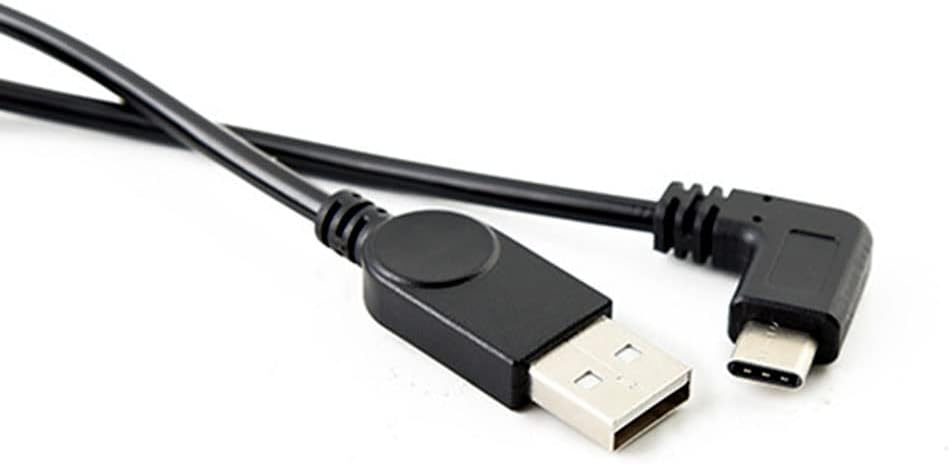 Cable USB C en espiral, USB 2.0 A a 90 grados USB tipo C 3A, cable de carga de resorte, estirado de 0.6 a 5 pies para cargador de automóvil Galaxy