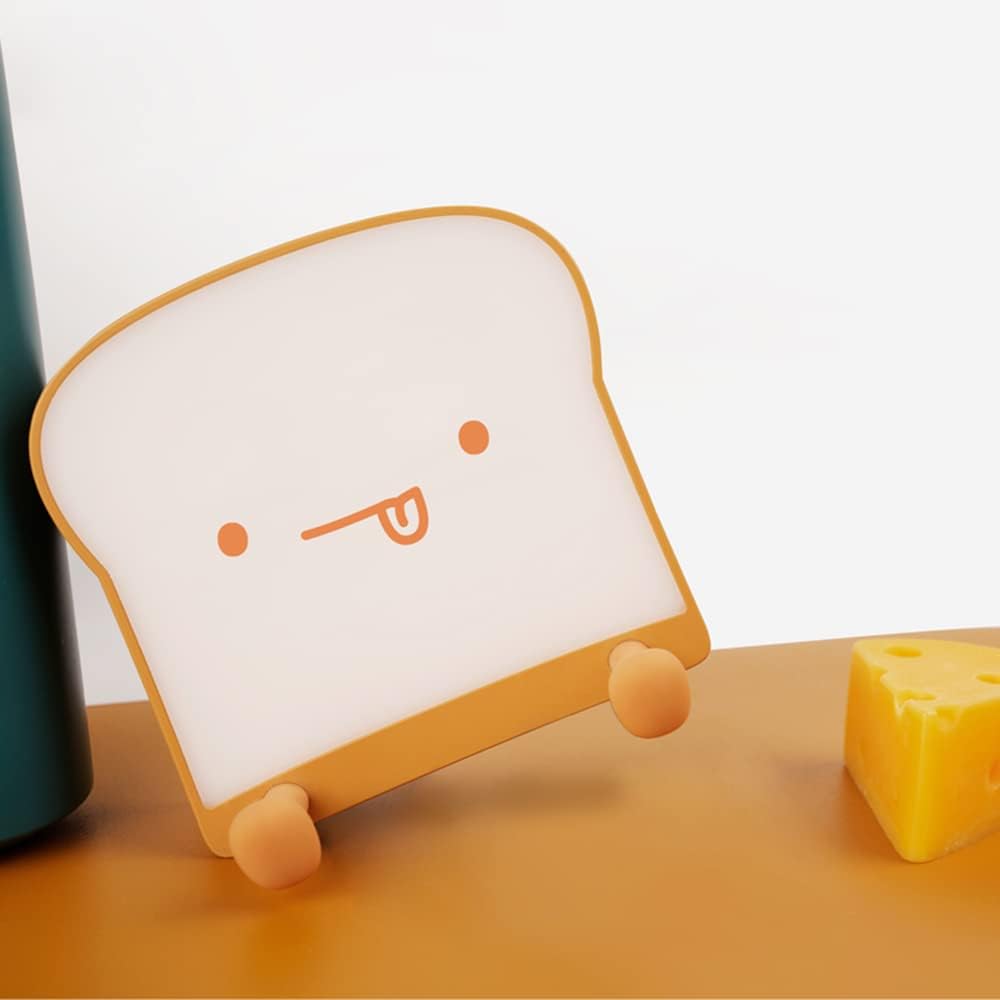 ipalmay Luces nocturnas de tostadas, lámpara de noche de pan regulable recargable por USB, lámpara de dormir de noche de apagado automático con