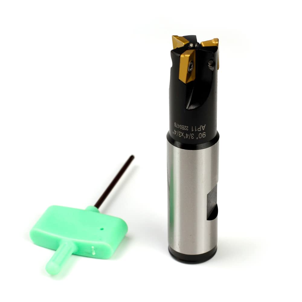 OSCARBIDE Molino de extremo indexable Vástago recto de 34″, diámetro de corte de 34″, longitud total de 3-12″, 90 grados, flauta AP11,3 con 3 piezas