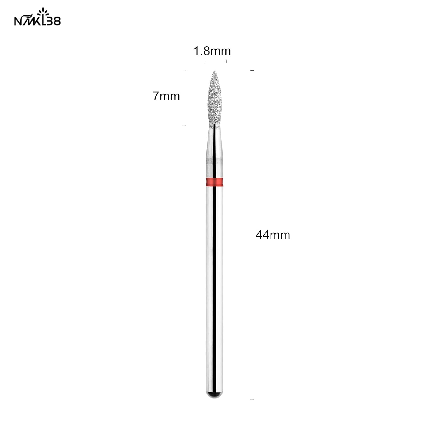NMKL38 Broca para cutícula de diamante en forma de llama para manicura profesional para preparación de uñas 332 vástago broca (240-021R)