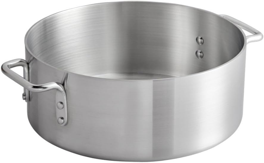 Brasero de aluminio de 15 cuartos de galón con asas remachadas, peso medio, 0.157 in de grosor, utensilios de cocina perfectos para asar, saltear y
