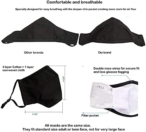 Máscara facial de tela para mujeres, hombres, adolescentes, fabricada en Estados Unidos, lavable, reutilizable, transpirable, con bolsillo para