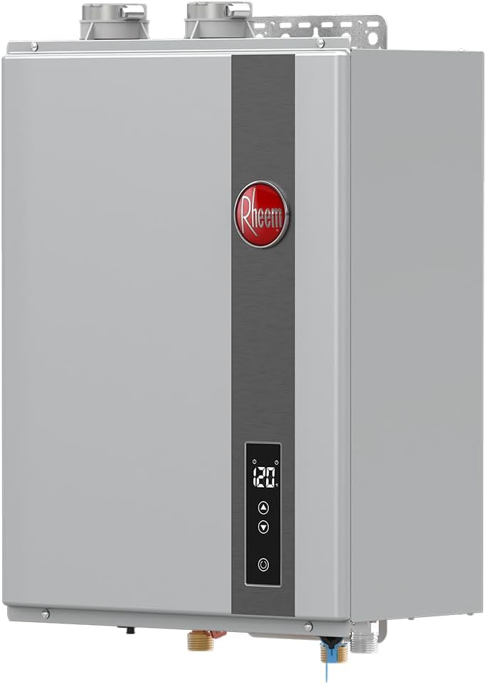 Rheem RRTGH84DVLP3701172 Rheem RTGH Series 8.4 GPM 157,000 BTU 120 voltios residencial de propano líquido sin tanque calentador de agua de acero