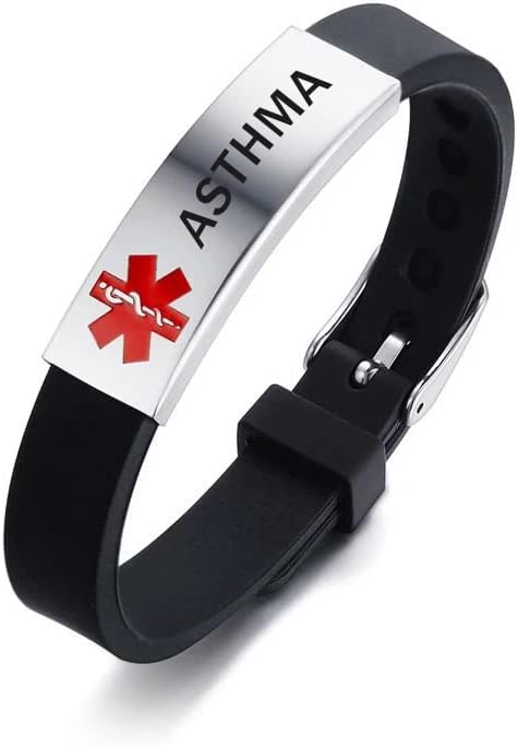 Pulsera de identificación médica grabada con láser, primeros auxilios de emergencia, ajustable, tipo 1acero sin satén, ajustable, pulsera de
