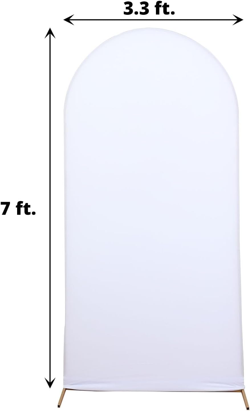 Efavormart – Cubierta de soporte para marco de telón de fondo de elastano blanco de 7 pies, cubierta de arco de boda de 2 caras