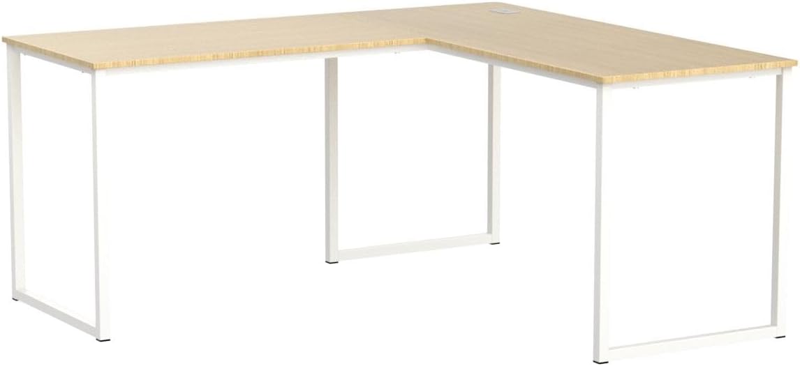 SHW Escritorio esquinero en forma de L para oficina en casa, 55 x 60 pulgadas, roble