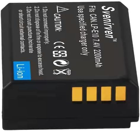 Svenirven Batería LP-E10 de 2200 mAh para Canon EOS Rebel T3, T5, T6, T7, Kiss X50, Kiss X70, EOS 1100D, EOS 1200D, EOS 1300D, EOS 2000D Cámara
