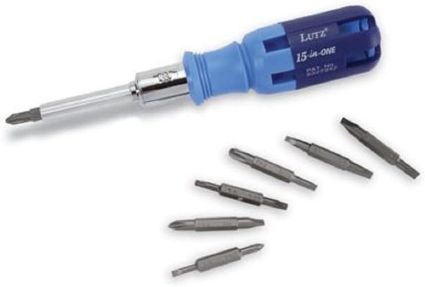 Lutz 21001- Destornillador de carraca 15-en-1, azul., Azul