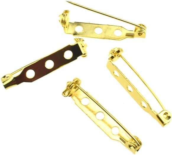 Broche dorado de 0.98 pulgadas de longitud, con barra trasera, cierre de seguridad para manualidades, etiquetas de nombre de juguete, ramilletes,