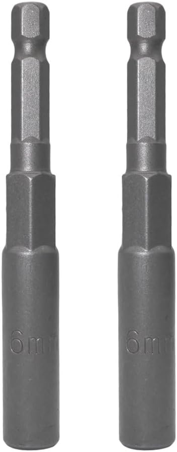 Llave de vaso de 14 de pulgada con vástago hexagonal profunda, adaptador de llave eléctrica, herramienta de taladro de tuerca, 2 piezas (0.236 in)