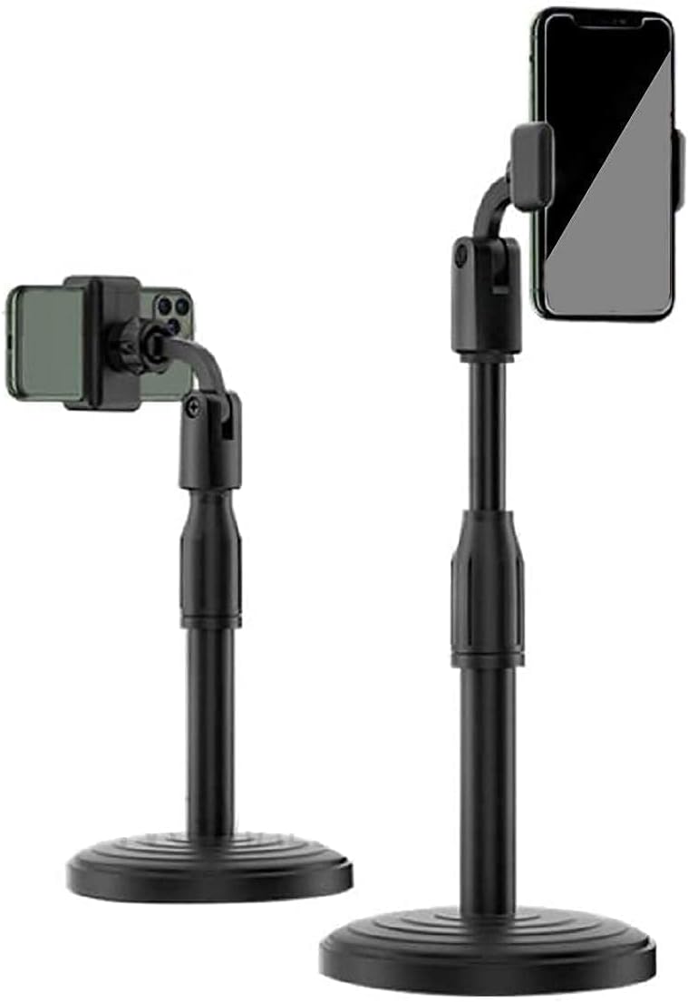 Soporte de teléfono para teléfono celular ajustable en ángulo de altura para escritorio compatible con todos los teléfonos inteligentes (negro)