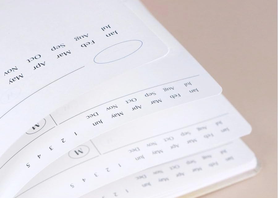 Simple Aesthetic – Agenda semanal coreana sin fecha de 6 meses con hoja de calcomanías, 128 páginas, tapa dura con banda de goma, diario minimalista