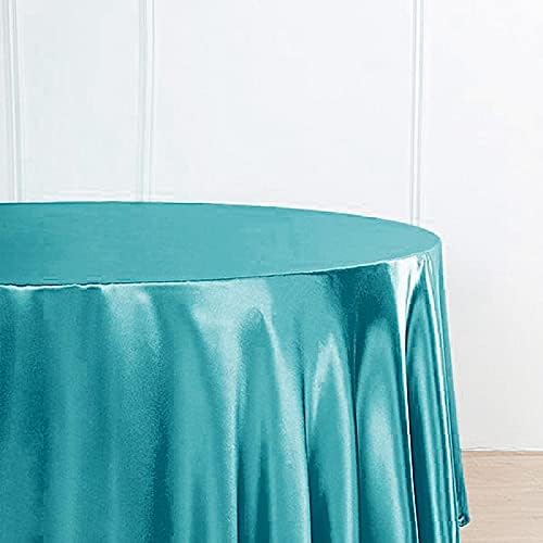 BalsaCircle Mantel redondo de satén turquesa de 120 pulgadas para bodas, fiestas, recepciones, eventos, cocina, comedor