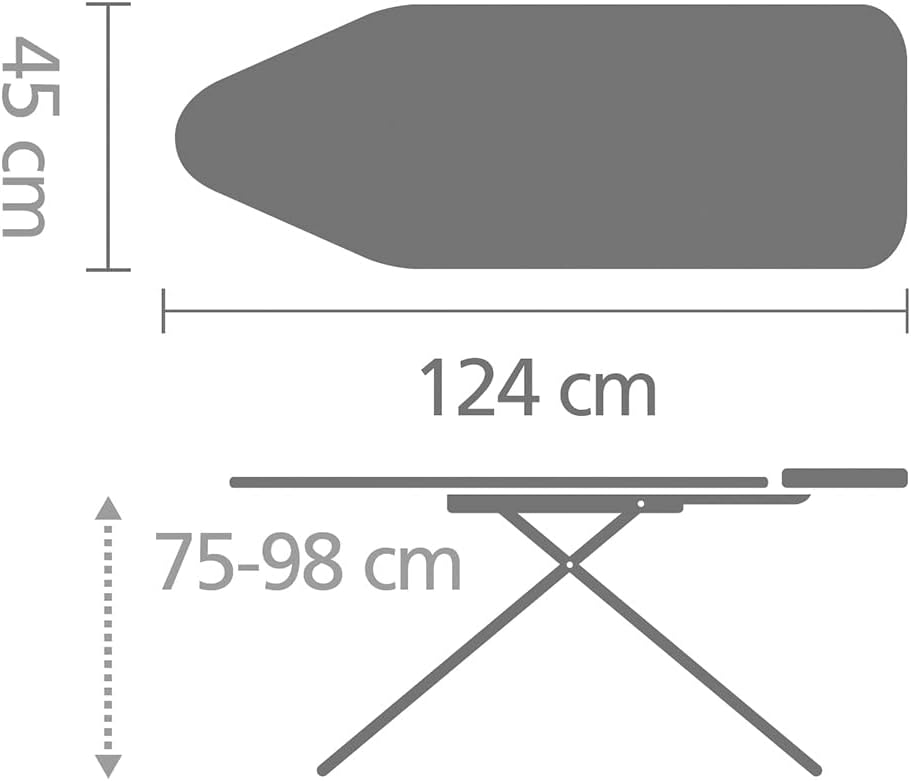 Brabantia Tabla de planchar tamaño C (49 x 18 pulgadas), 7 opciones de altura, soporte para plancha de vapor sólido (azul tenim) pies