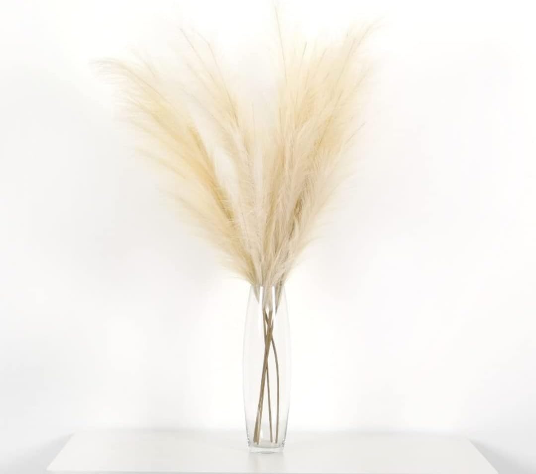 Hierba sintética de las pampas, 6 tallos de ramas grandes de 46 pulgadas46.5 in, decoración elegante de habitación y arreglos florales