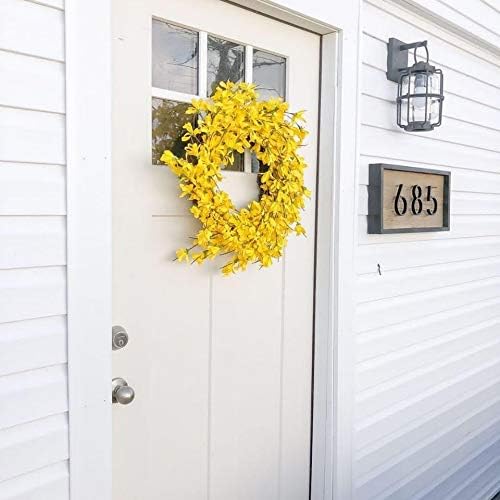Corona amarilla de Forsythia para puerta de Huashen de 24 pulgadas, corona de verano para puerta delantera, racimo de flores, corona de granja en