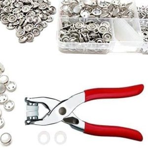 JAUEIVR Kit de 100 juegos de cierres a presión, botones a presión con alicates de cierre, kit de herramientas de prensa para costura artesanal, JAUEIVR Kit de 100 juegos de cierres a presión, botones a presión con alicates de cierre, kit de herramientas de prensa para costura artesanal,