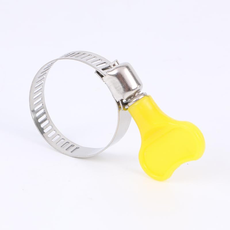 Paquete de 14 abrazaderas de manguera de acero inoxidable amarillas, abrazaderas de tornillo de pulgar ajustables, tamaño de 25″-58″ (0.394-0.630