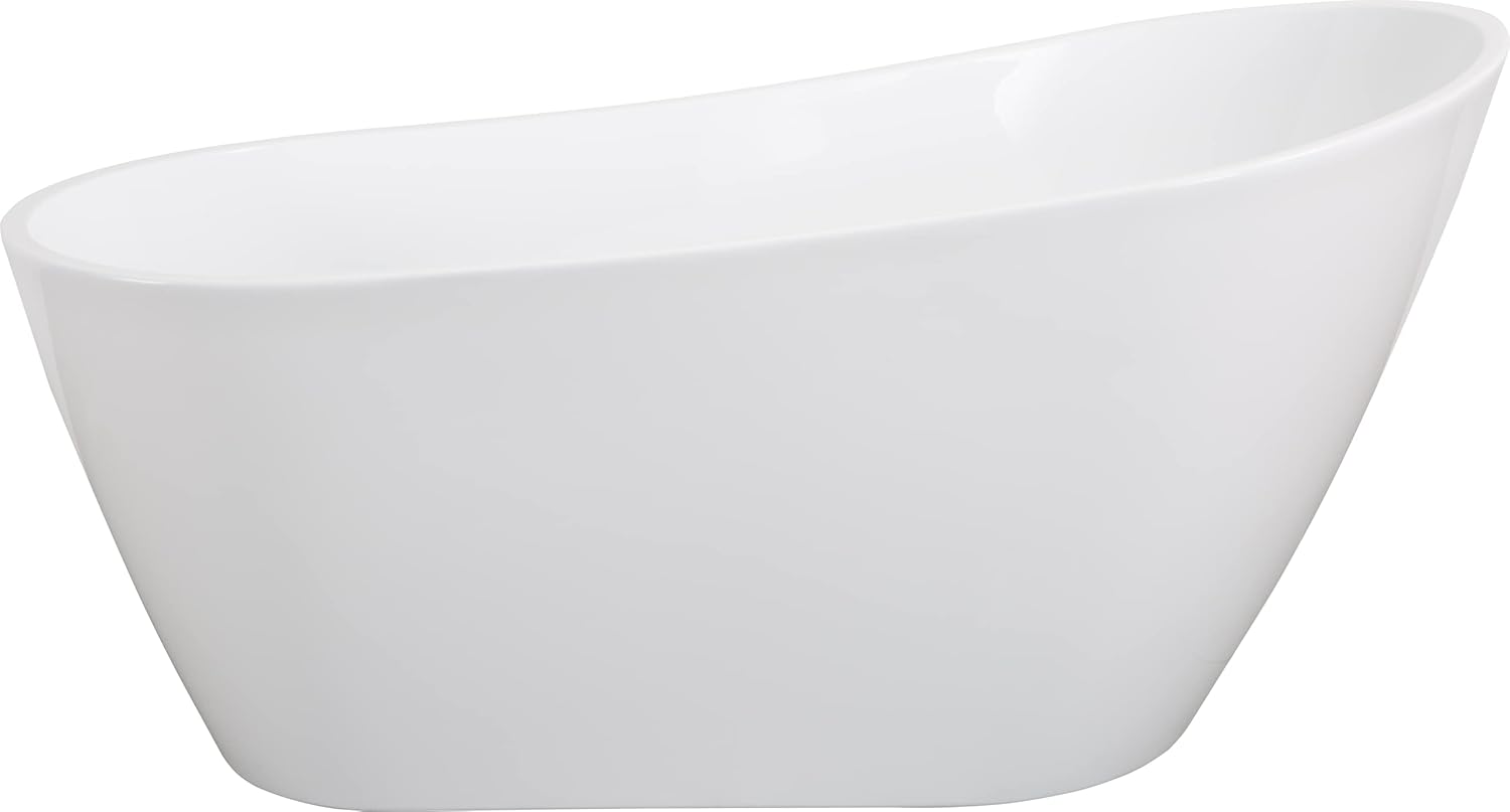 OMGO – Bañera independiente de acrílico de 67 pulgadas, bañera contemporánea con desbordamiento cromado y manguera de drenaje proporciona, patas