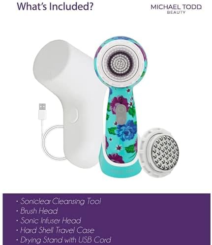 Michael Todd Beauty Soniclear Allure 2024 Best of Beauty Winner – Sistema de cepillo de limpieza facial + exfoliación con 3 velocidades, cabezal de
