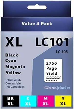 INKjetsclub Cartucho de tinta de alto rendimiento de repuesto para Brother LC101103. Funciona con impresoras MFC-J285DW MFC-J4310DW MFC-J4410DW