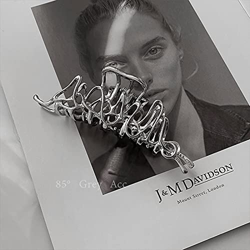 2 pinzas de metal grandes para el cabello, pinzas para el cabello plateadas, pinzas de cabello perfectas para mujeres y cabello más delgado y