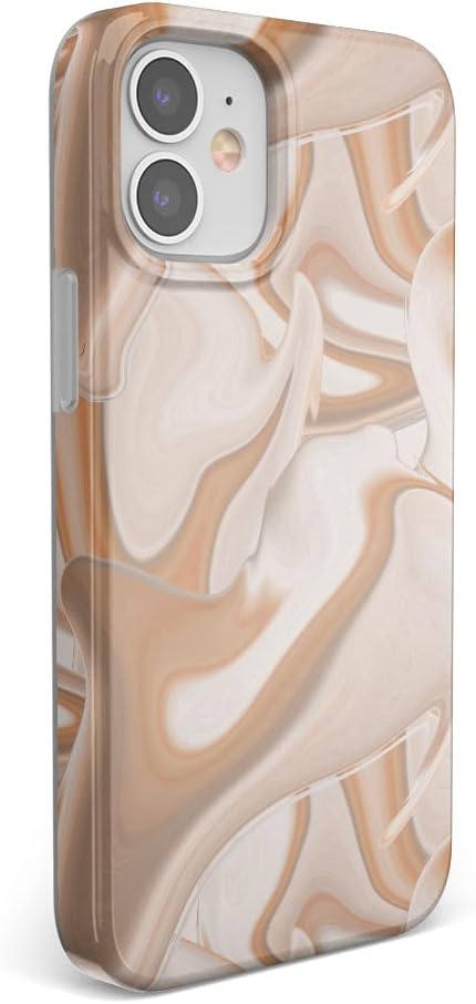 Casely Funda compatible con iPhone 12 Mini  Caramelo Delight  Funda con diseño de remolinos de mármol