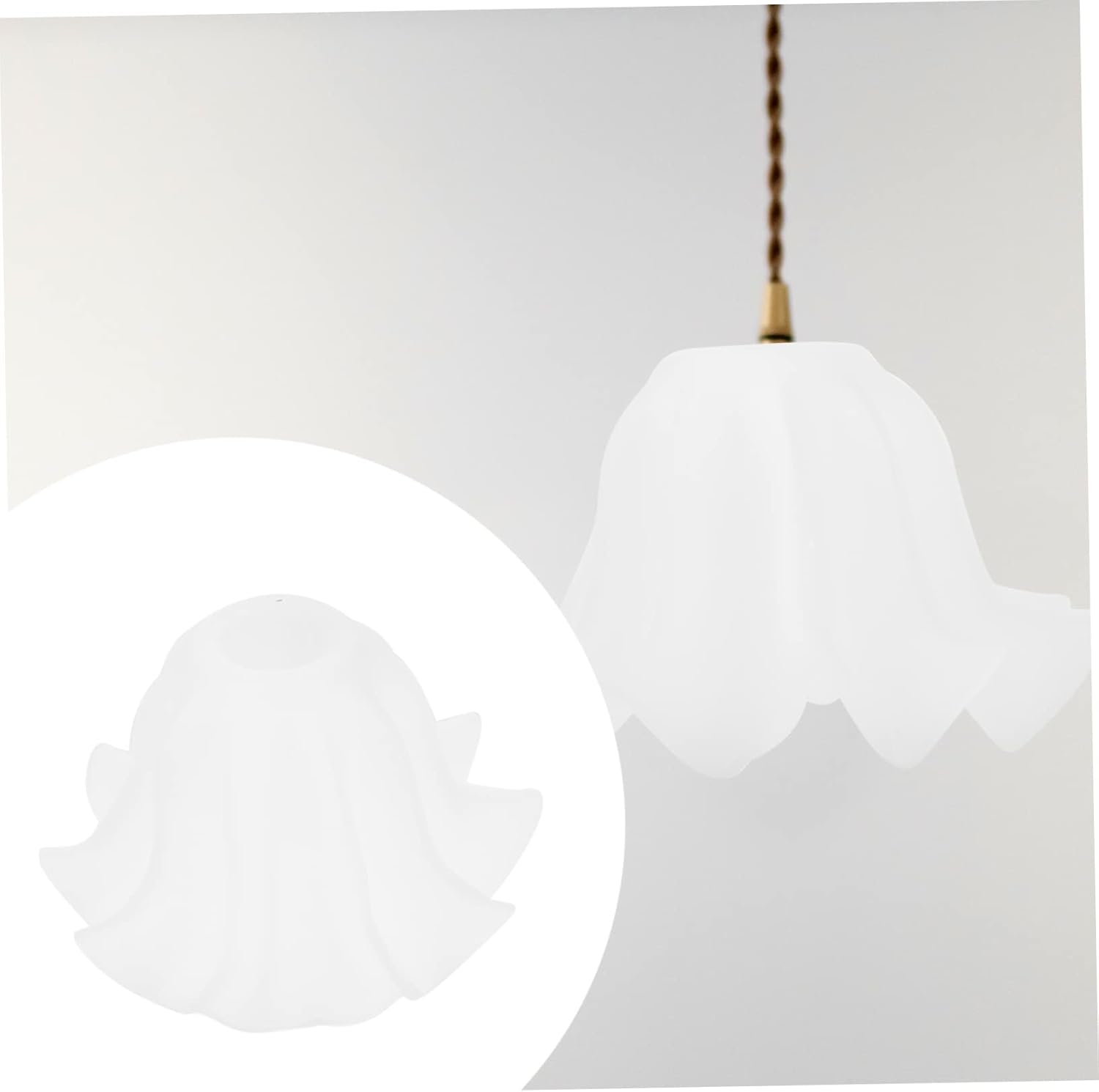 DOITOOL Pantalla de lámpara de vidrio de repuesto de pantalla de cristal de flor Pantalla pequeña blanca Pantalla de lámpara de pie vintage