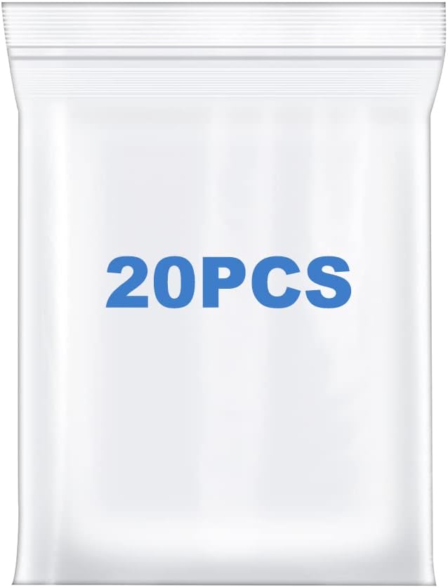 20 bolsas de polietileno transparente de 4 mil de grosor de 7 x 9 pulgadas de grosor, bolsas de plástico con cierre de cremallera, bolsas de cierre