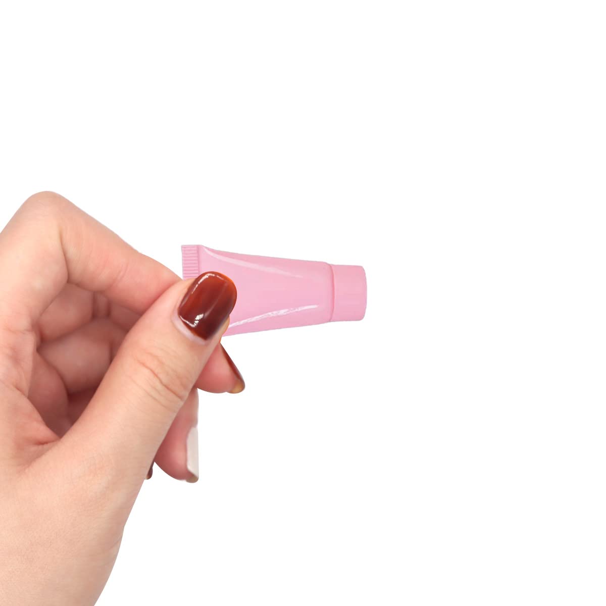 50 unidades de 0.2 fl oz vacíos rosados recargables tubos de plástico cosméticos de viaje maquillaje embalaje botellas de muestra recipientes para