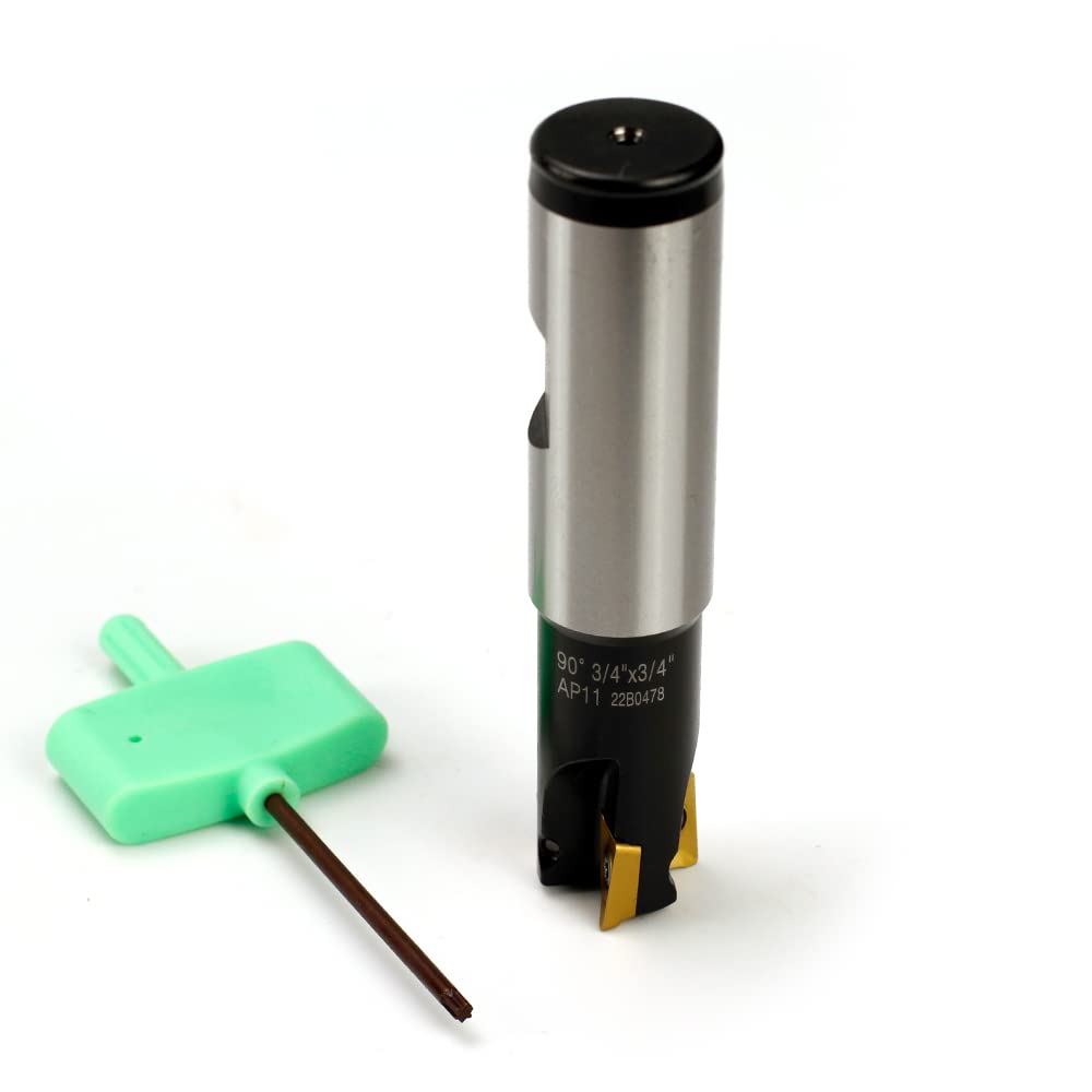 OSCARBIDE Molino de extremo indexable Vástago recto de 34″, diámetro de corte de 34″, longitud total de 3-12″, 90 grados, flauta AP11,3 con 3 piezas