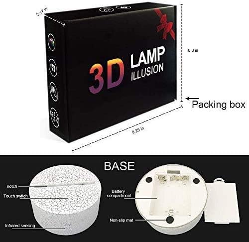 ZYTC Lámpara de noche con ilusión 3D, cuatro patrones, 16 colores cambiantes, lámpara de escritorio, lámpara de noche estrella, lámpara de luz para