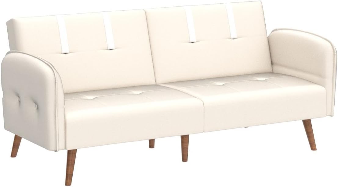 JAMFLY Sofá cama futón de terciopelo de 69 pulgadas, sofá cama convertible con reposabrazos y respaldo ajustables, moderno sofá biplaza para sala de