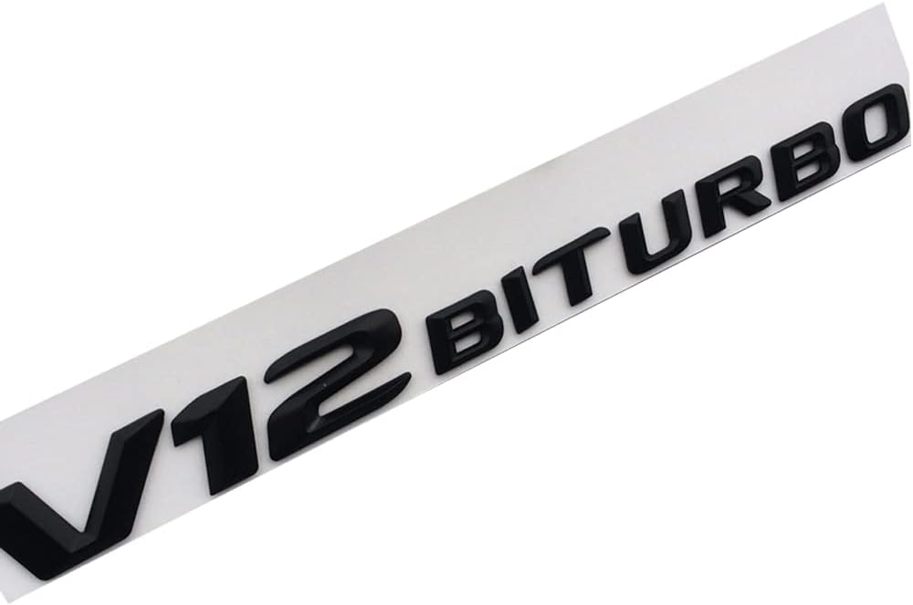 Emblema de letras BITRUBO negro mate V12 sustituye a Mercedes Benz Side Supercharge Turbo Logo Car Styling Adhesivo de reajuste