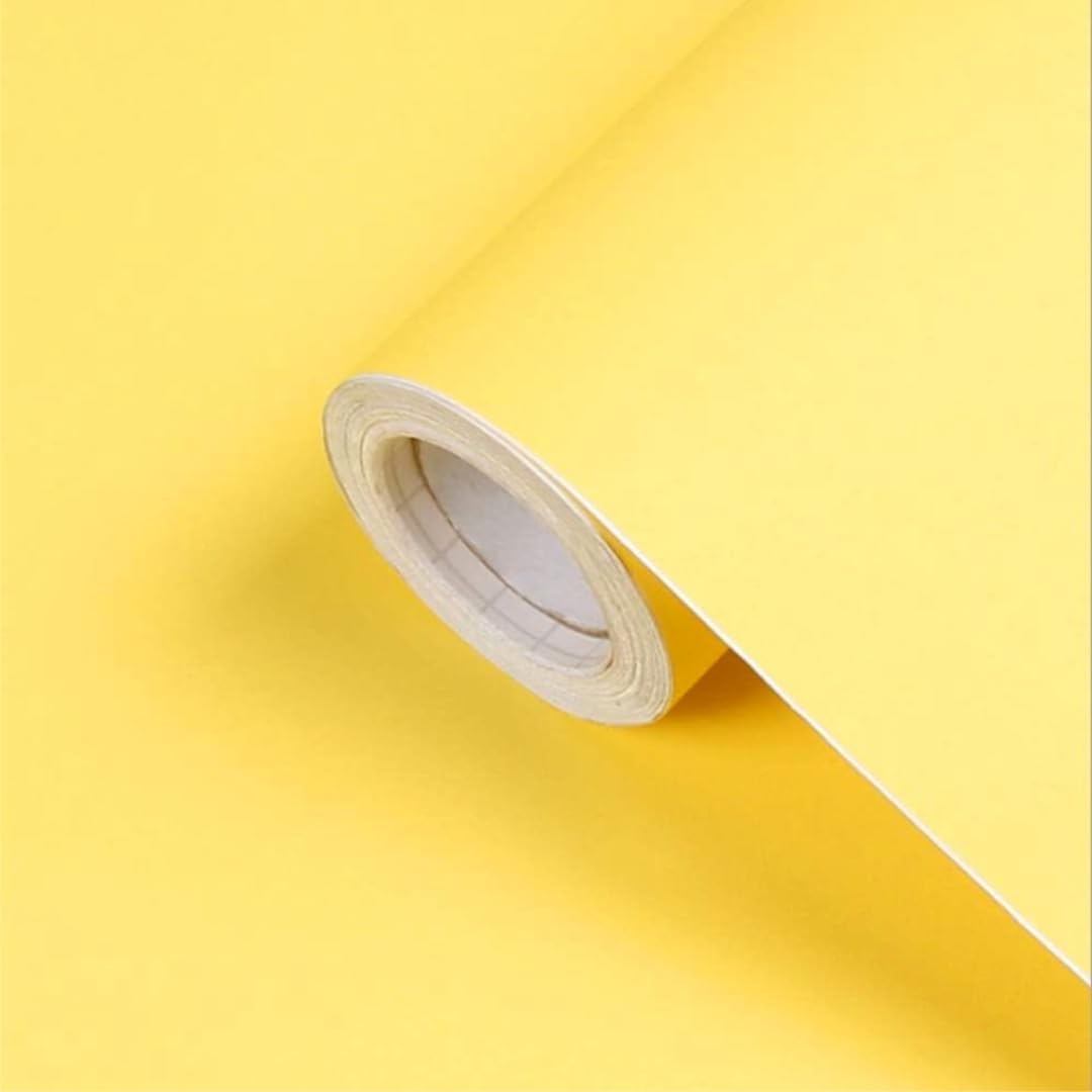 Papel tapiz amarillo limón para despegar y pegar, papel adhesivo amarillo mate para gabinetes, impermeable, autoadhesivo, rollo de papel de pared