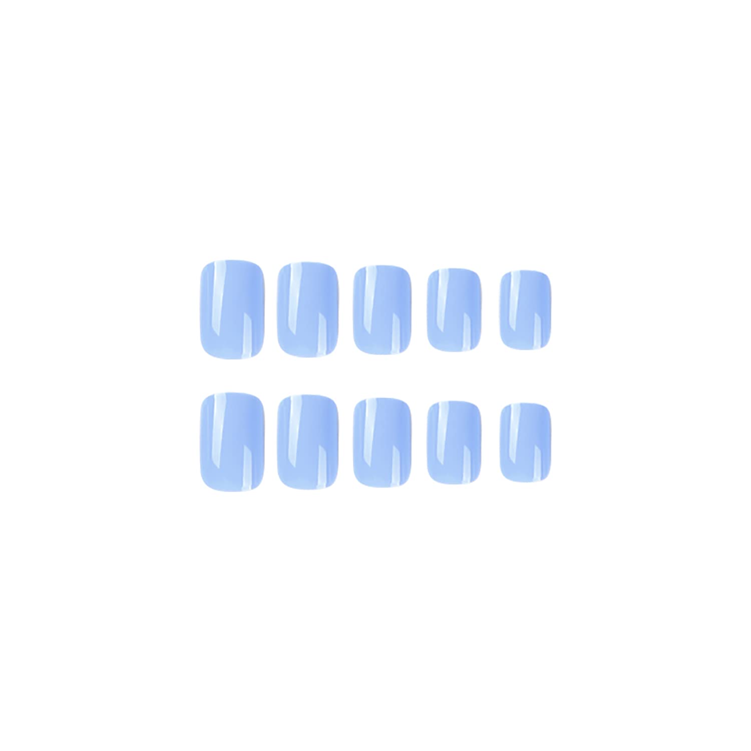 Uñas postizas cuadradas medianas de color violeta azulado, uñas postizas de primavera de color sólido, uñas postizas medianas de cobertura completa,