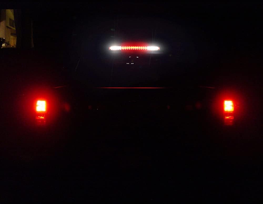 iJDMTOY Lente ahumada estroboscópica estilo F1 con reflector cromado rojo 48-SMD LED de montaje alto, tercer freno, montaje de luz de