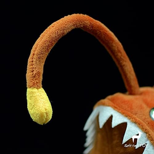 Animales de peluche de pez pescador de simulación de 10 pulgadas, lindo pez pescador suave juguete de peluche para niños almohadas de decoración de