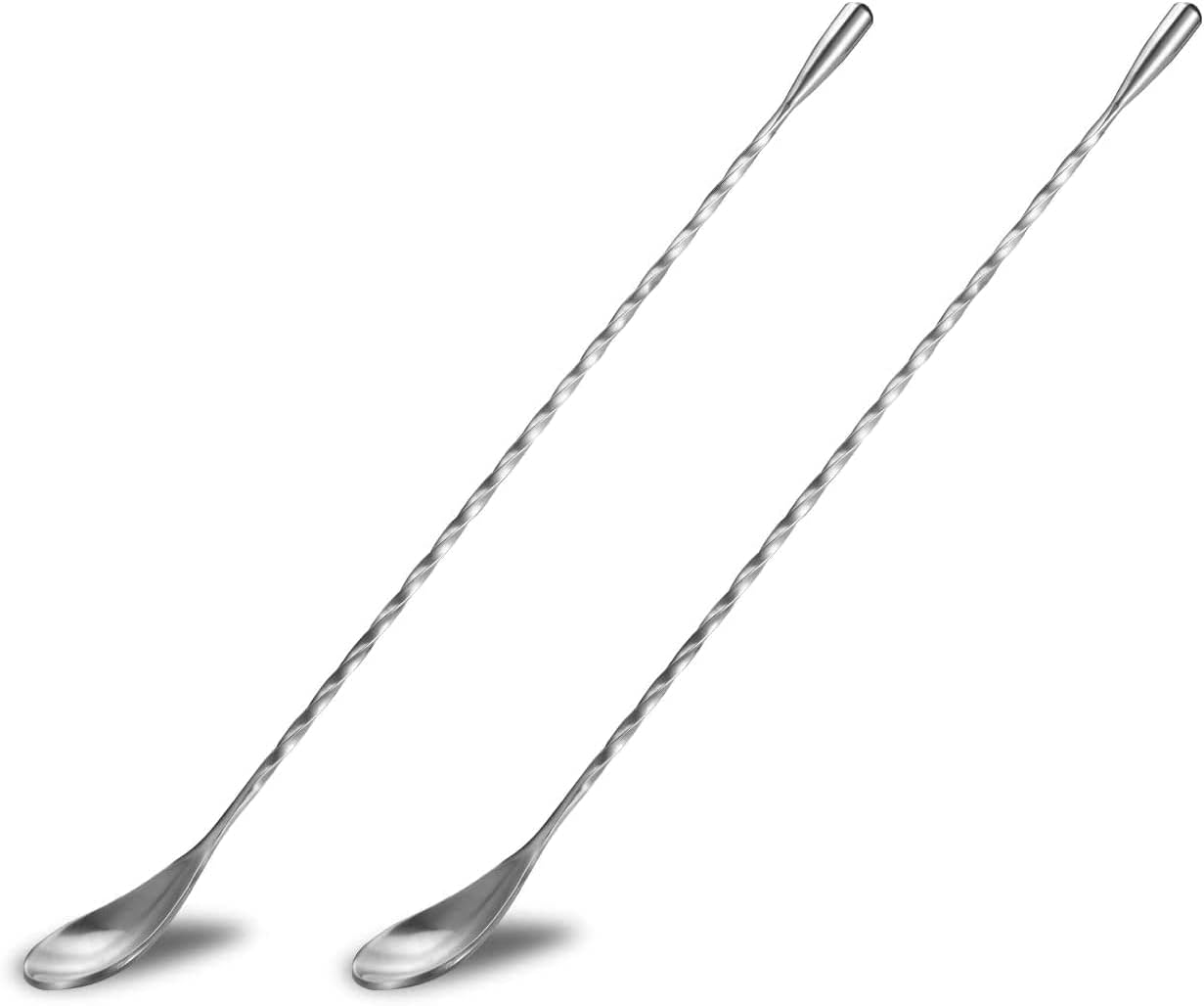 Cuchara de barra de acero inoxidable, cuchara mezcladora para beber, cuchara de cóctel espiral de mango largo para tazas altas, agitadores de cóctel