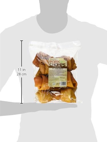 Pork Chomps Masticables de piel de cerdo asada para perros, nudos de 6 pulgadas, 6 unidades