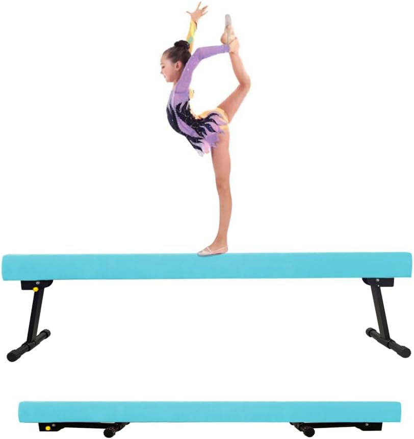 Viga de equilibrio de gimnasia ajustable y plegable, haz de gimnasia de nivel alto y bajo de 6 pies8 pies, no requiere herramientas, equipo de
