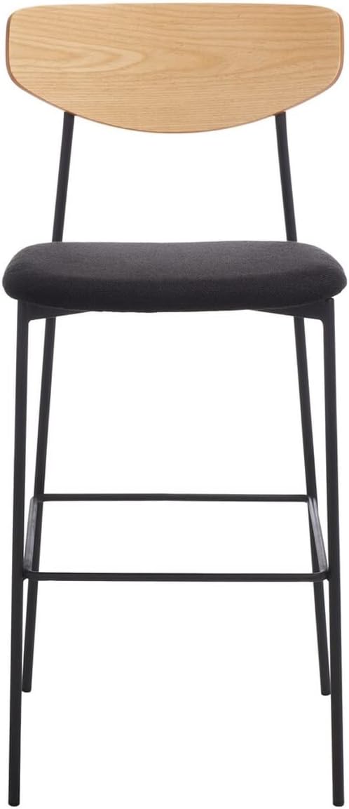 SAFAVIEH Home Collection Ryker Taburete de bar de cocina de 30 pulgadas de roble y negro (totalmente montado)