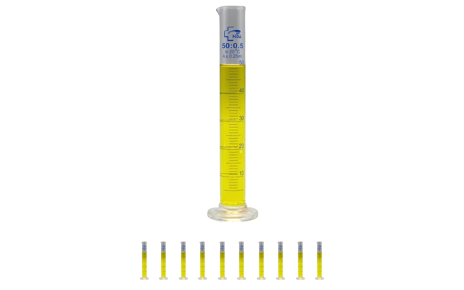 HDA Cilindros de medición de vidrio 1.7 fl oz, base redonda, con boquilla y graduación, instrumento volumétrico, cristalería para laboratorios,