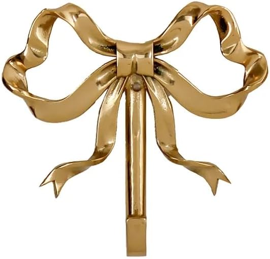 Gancho de ropa nórdico retro dorado para dormitorio, porche, baño, decoración de lujo, latón macizo, gancho de pared con forma de lazo (más grande)