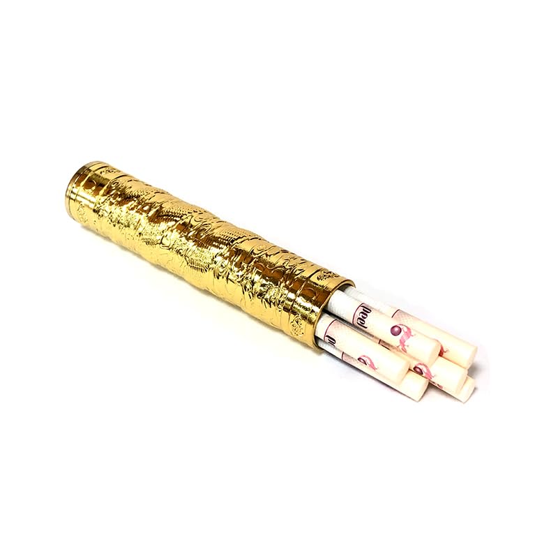Estuche de cigarrillos de metal retro con diseño de dragón en relieve, estuche portátil hermético para cigarrillos impermeable (dragón dorado)