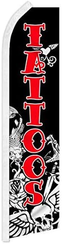 Tattoos Swooper Feather Bandera publicitaria  Perfecto para tiendas de tatuajes, tiendas de piercings, festivales