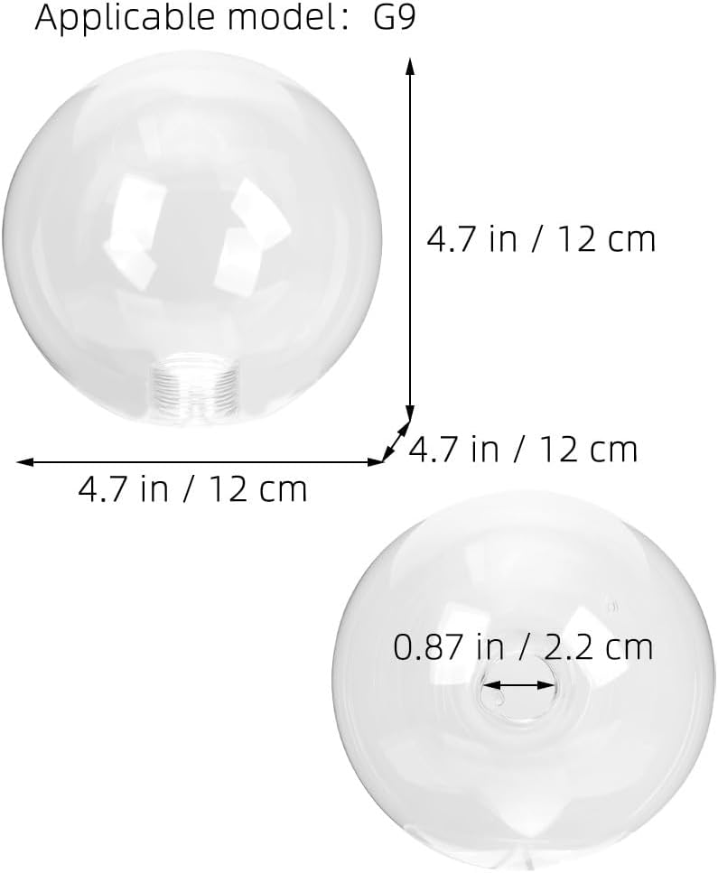 Housoutil Pantalla transparente con forma de bola de vidrio para lámpara de techo G9, cubierta de repuesto para accesorios, globo de vidrio