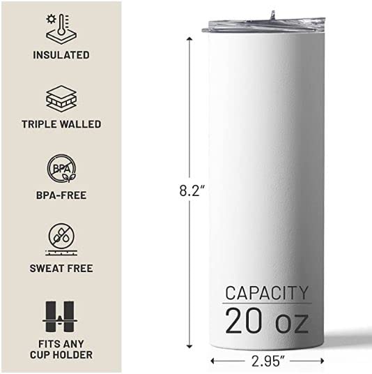 Bebida energética sin azúcar (Red Bull) Vaso recto calientefrío de 20 onzas con tapa y pajita
