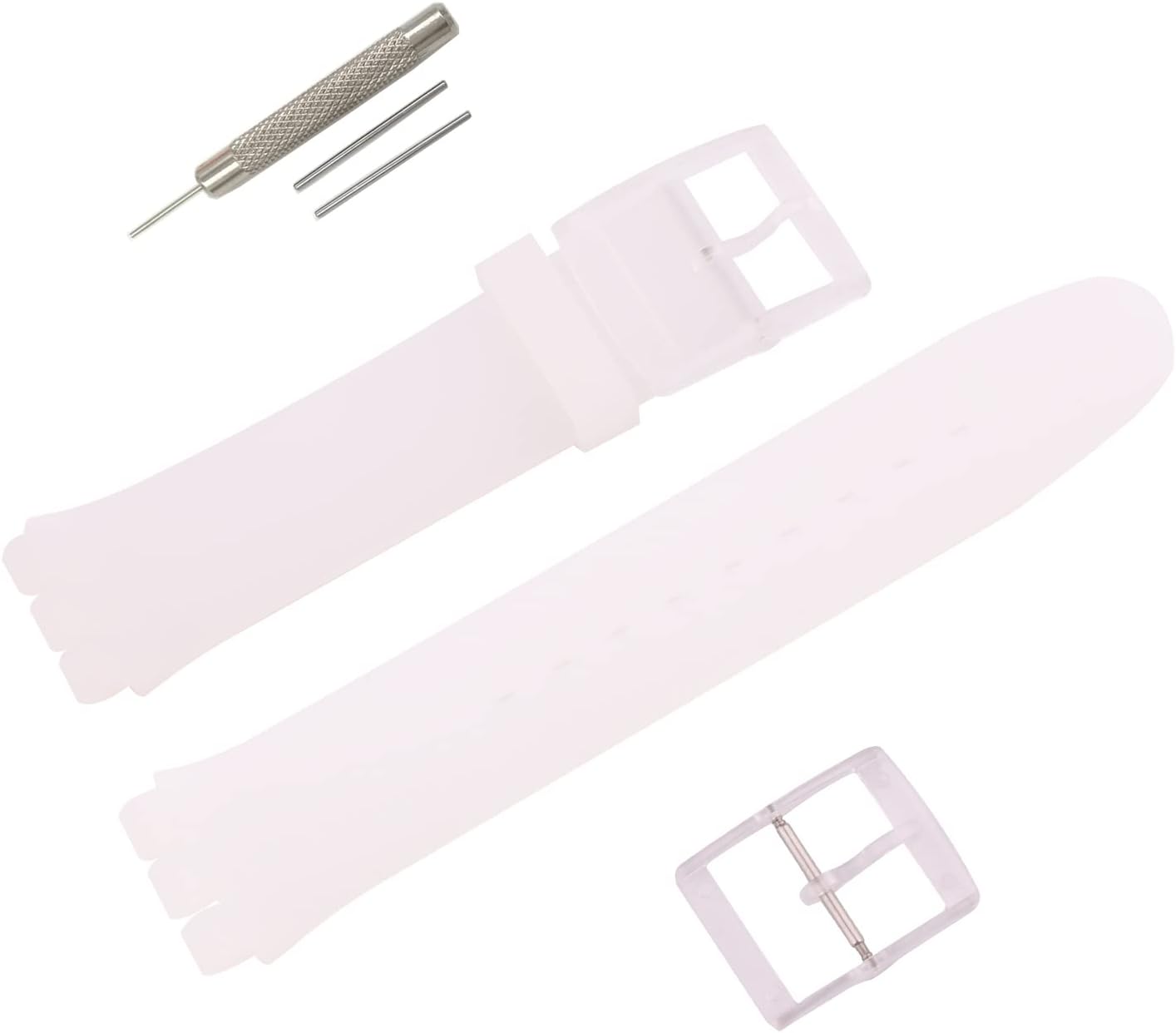 Correa de reloj de goma de 0.669 in y 0.748 in compatible con Swatch Watch Band Reemplazo impermeable pulsera de reloj de silicona para damas